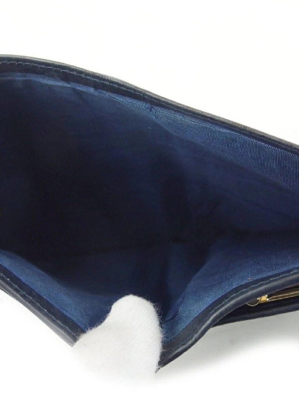 CELINE Bifold Wallet Navy Gold Silver Women Authentic secondhand - Picture 4 of 7
